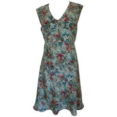 Vintage Light blu multicolour flowers Blunautica silk Dress 11