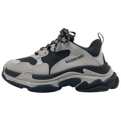 Balenciaga Black/Grey Leather and Mesh Triple S Sneakers Size 41