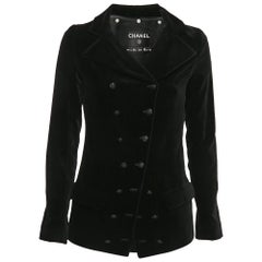 Chanel Black Velvet Single Breasted Blazer M
