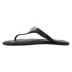 Versace Black Rubber Medusa Flat Slides Size 37