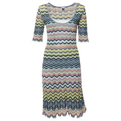 M Missoni Grigio/Multicolor Abito in maglia lurex con motivi ad onda M
