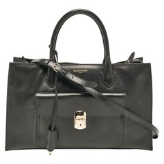 Balenciaga - Sac de travail en cuir noir avec cadenas