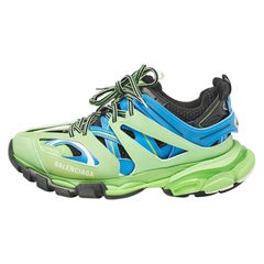 Used Balenciaga Multicolor Faux Leather and Mesh Track Sneakers Size 41