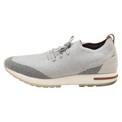 Loro Piana Gris Tejido 360 LP Flexy Walk Low Top Sneakers Talla 41
