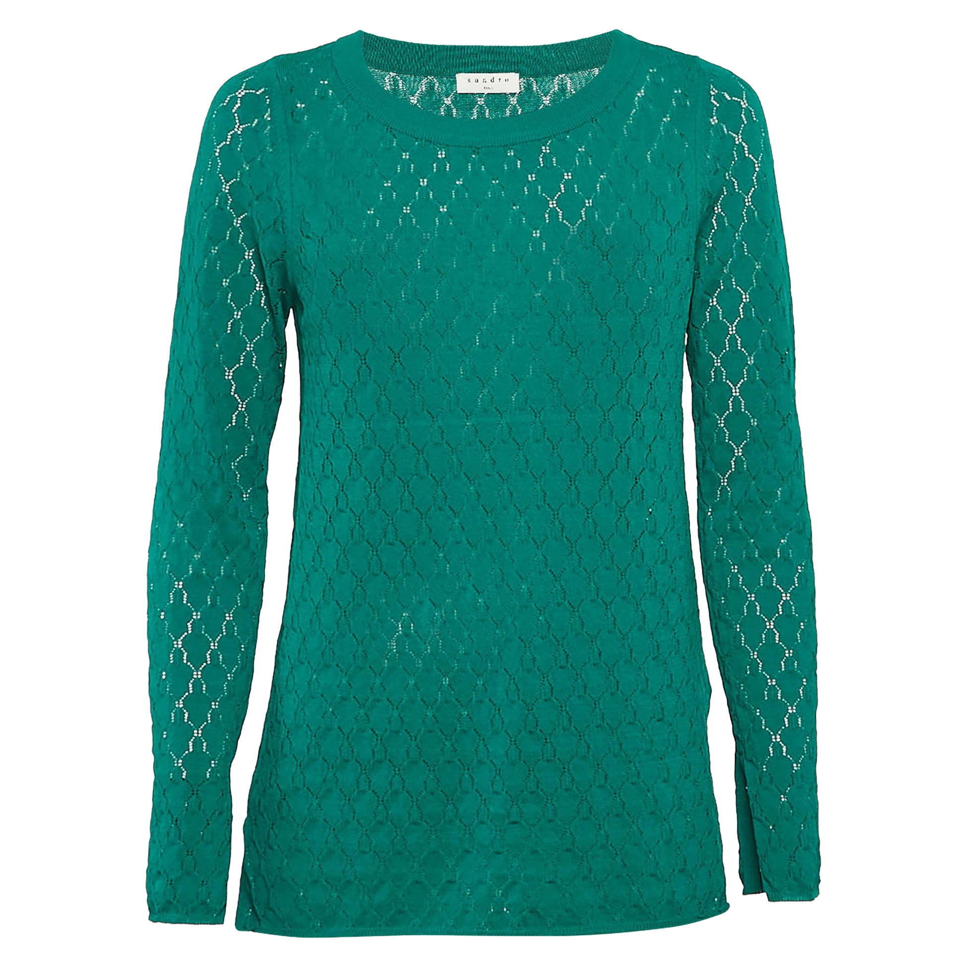 Sandro Green Pointelle Stretch Knit Anabelle  Ponticello I.L.A. in vendita
