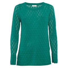Sandro Grüne Pointelle Stretch-Strick Anabelle aus Stretch  Pullover L