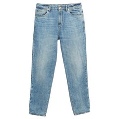 Brunello Cucinelli Blau gewaschene Denim Jeans XS Taille 32" in loser Größe
