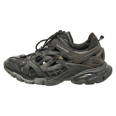 Balenciaga Black Faux Leather and Mesh Track 2 Sneakers Size 42