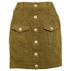 Minigonna Balmain in Greene & Greene con accenti di denim, S