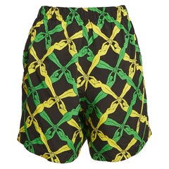 Bottega Veneta Green/Yellow Fantasia Print Crepe Short XXS