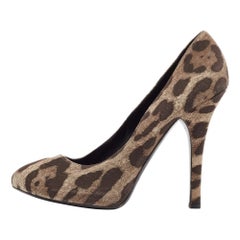 Dolce & Gabbana Brown Leopard Print Fabric Pumps Size 41