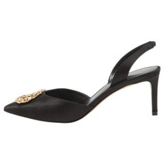 Louis Vuitton Black Satin Met Slingback Pumps Size 40