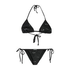 Conjunto de bikini triangular Kenzo negro con estampado de ojos XS