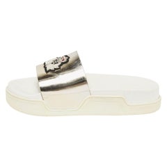 Christian Louboutin Cuero Plateado Beau Toboganes Planos Talla 39.5