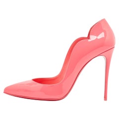 Christian Louboutin Neon Pink Patent Leather Hot Chick Pumps Size 39
