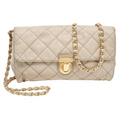 Prada Grey Quilted Nylon Pushlock Flap Crossbody Bag