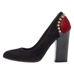 Loriblu Black Calf Hair and Suede Round Toe Pumps Size 38