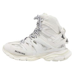 Baskets de course Balenciaga hautes en maille blanche et faux cuir, taille 41