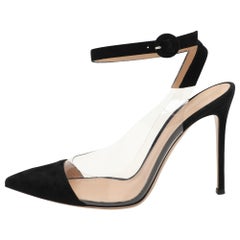 Gianvito Rossi Schwarze PVC- und Wildleder-Pumps mitise-Knöchelriemen Größe 40