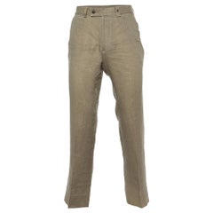 CH Carolina Herrera Brown Leinen Regular Fit Hose M