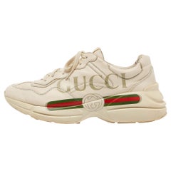 Gucci Cream Leather Vintage Logo Rhyton Sneakers Size 44.5