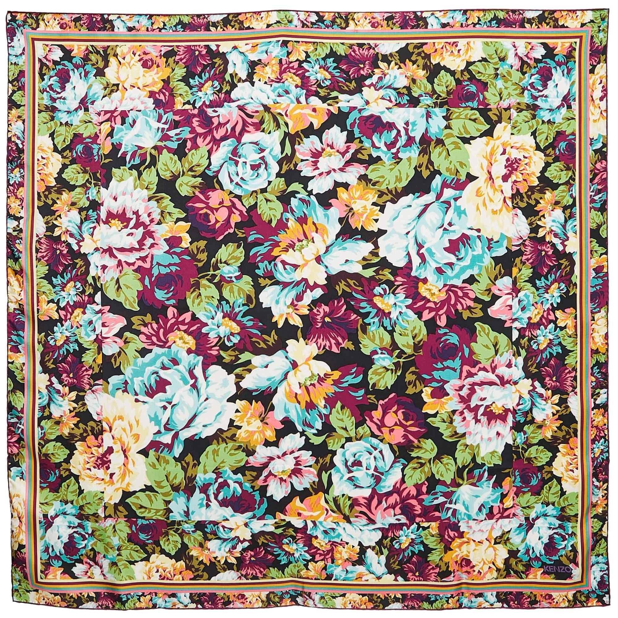 Pañuelo cuadrado de seda con estampado floral morado Kenzo