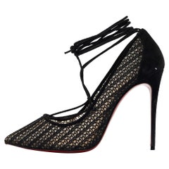 Christian Louboutin Black Mesh and Suede Peropik Pumps Size 38
