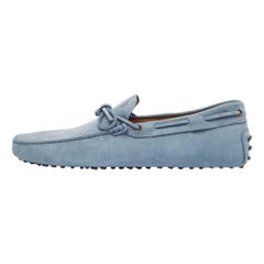 Tod's Blue Nubuck Leather Gommino Slip On Loafers Size 45