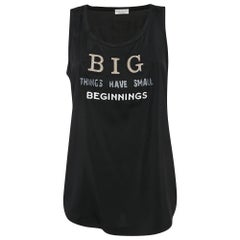 Brunello Cucinelli Black Printed Silk Monili Bead Detail Tank Top M
