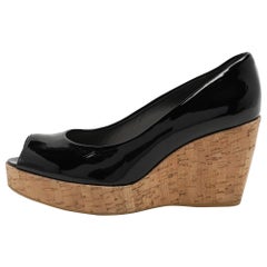 Stuart Weitzman - Pompe con zeppa in sughero e vernice nera - taglia 40