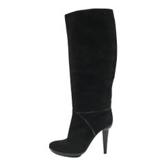 Used Bottega Veneta Black Suede Knee Length Boots Size 40