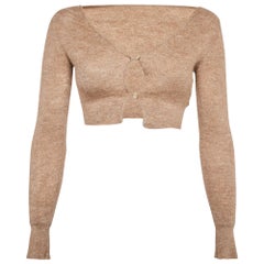 Cardigan court Jacquemus beige en maille côtelée en mohair mélangé M