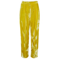 Celine Yellow  Velvet Wide-leg Pants M