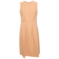 Marni Light Orange Crepe Box Pleat Detail Sleeveless Dress M
