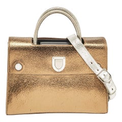 Dior Gold/Silver Ceramic Effect Leather Medium Diorever Top Handle Bag