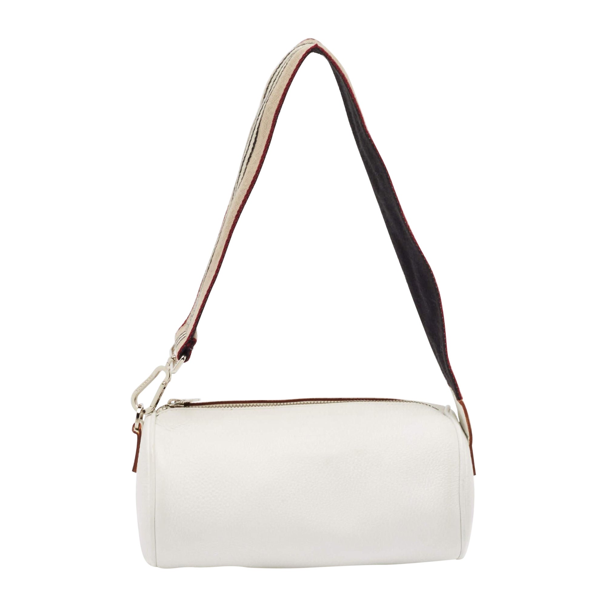 Sac à bandoulière cylindrique Burberry en cuir blanc