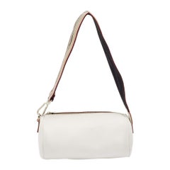 Sac à bandoulière cylindrique Burberry en cuir blanc