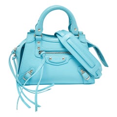Balenciaga Light Blue Leather Mini Neo Classic City Tote
