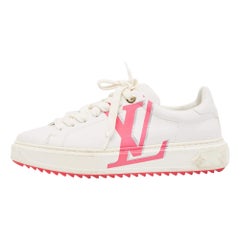 Louis Vuitton White Leather Time Out Lace Up Sneakers Size 38.5