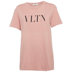 Valentino Pink VLTN Print Jersey Crew Neck T-Shirt S