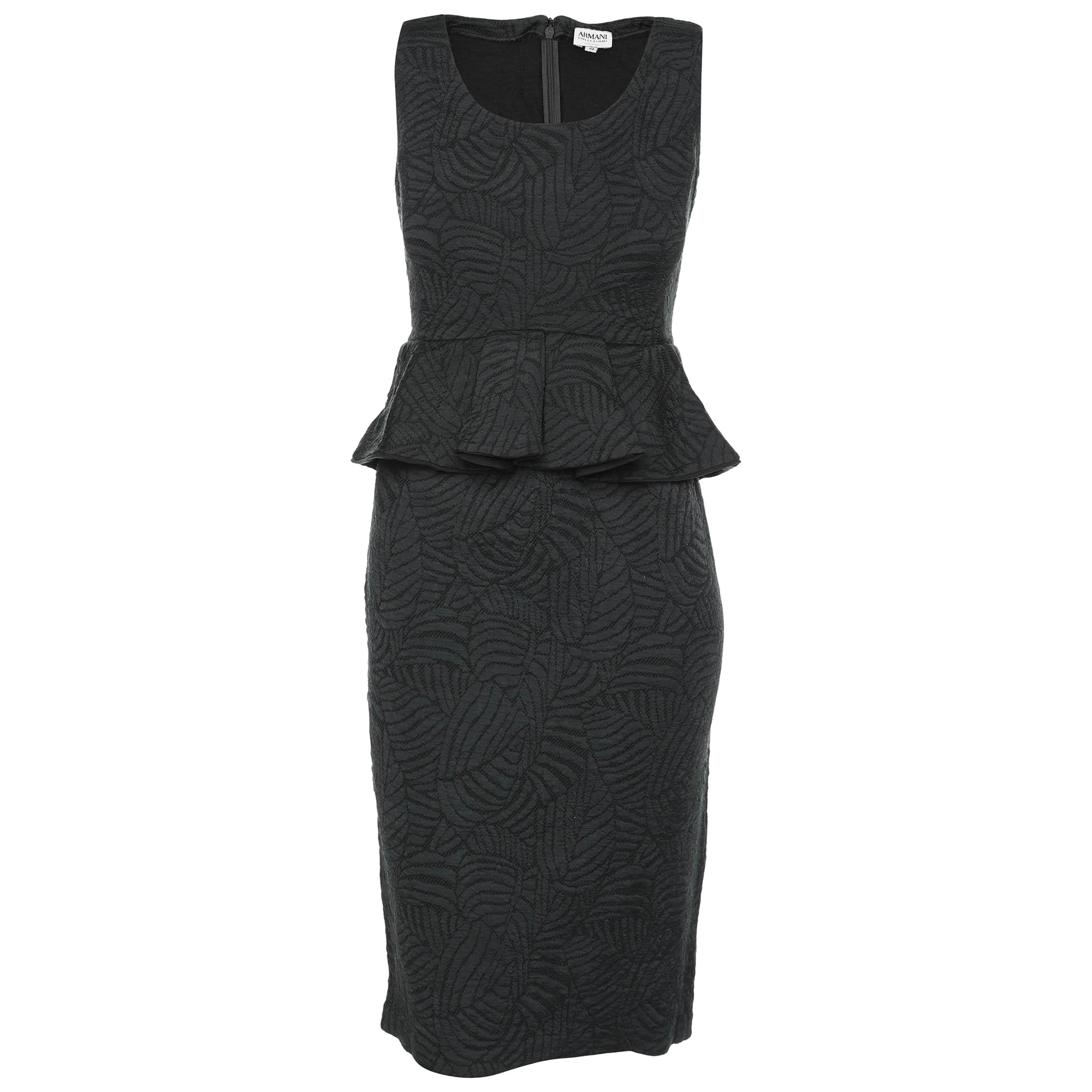 Robe midi Armani Collezioni gris foncé en jacquard M