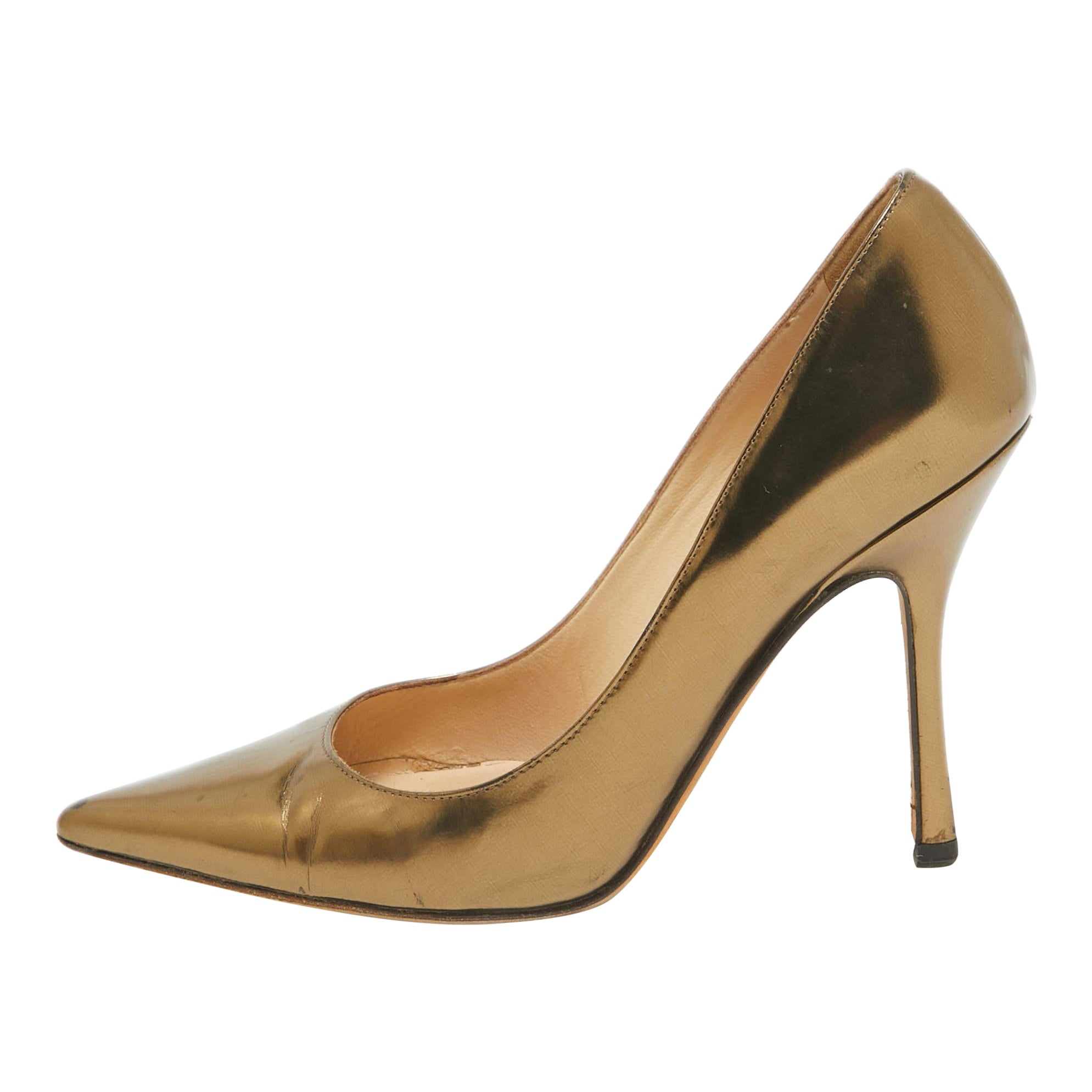 Jimmy Choo Gold Leather Romy Pumps Size 36