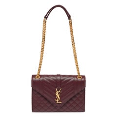 Saint Laurent Burgundy Leather Small Envelope Shoulder Bag