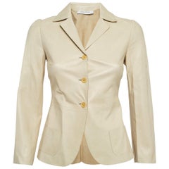 Miu Vintage Cream Leather Button Front Jacket S