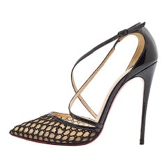 Christian Louboutin Black Mesh and Patent Blake 120 Pumps Size 37.5