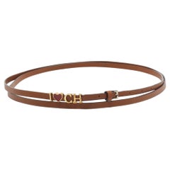 Carolina Herrera Brown Heart Logo Double Wrap Waist Belt