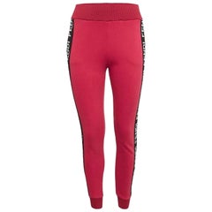 Fendi Pink Cotton Knit Logo Band Detail Track Pants S