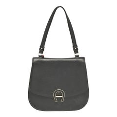 Aigner Black Leather Pina Top Handle Bag