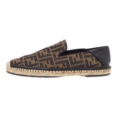 Fendi Brown/Black Zucca Canvas and Leather Foldable Espadrilles Size 41