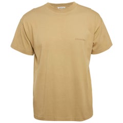 Balenciaga Brown Logo Embroidered Cotton Knit T-Shirt S